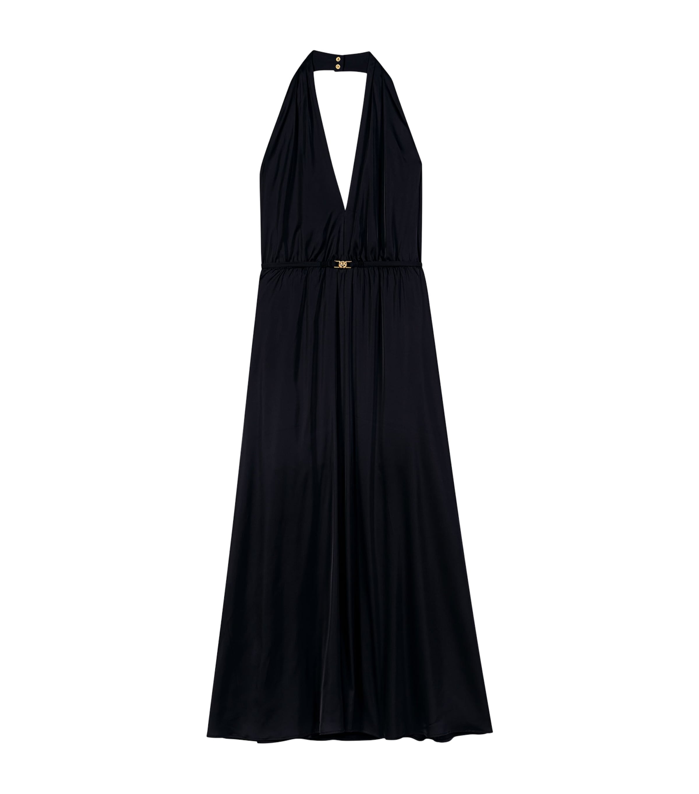 Maje Womens Plunge Halterneck Midi Dress Navy Image 1
