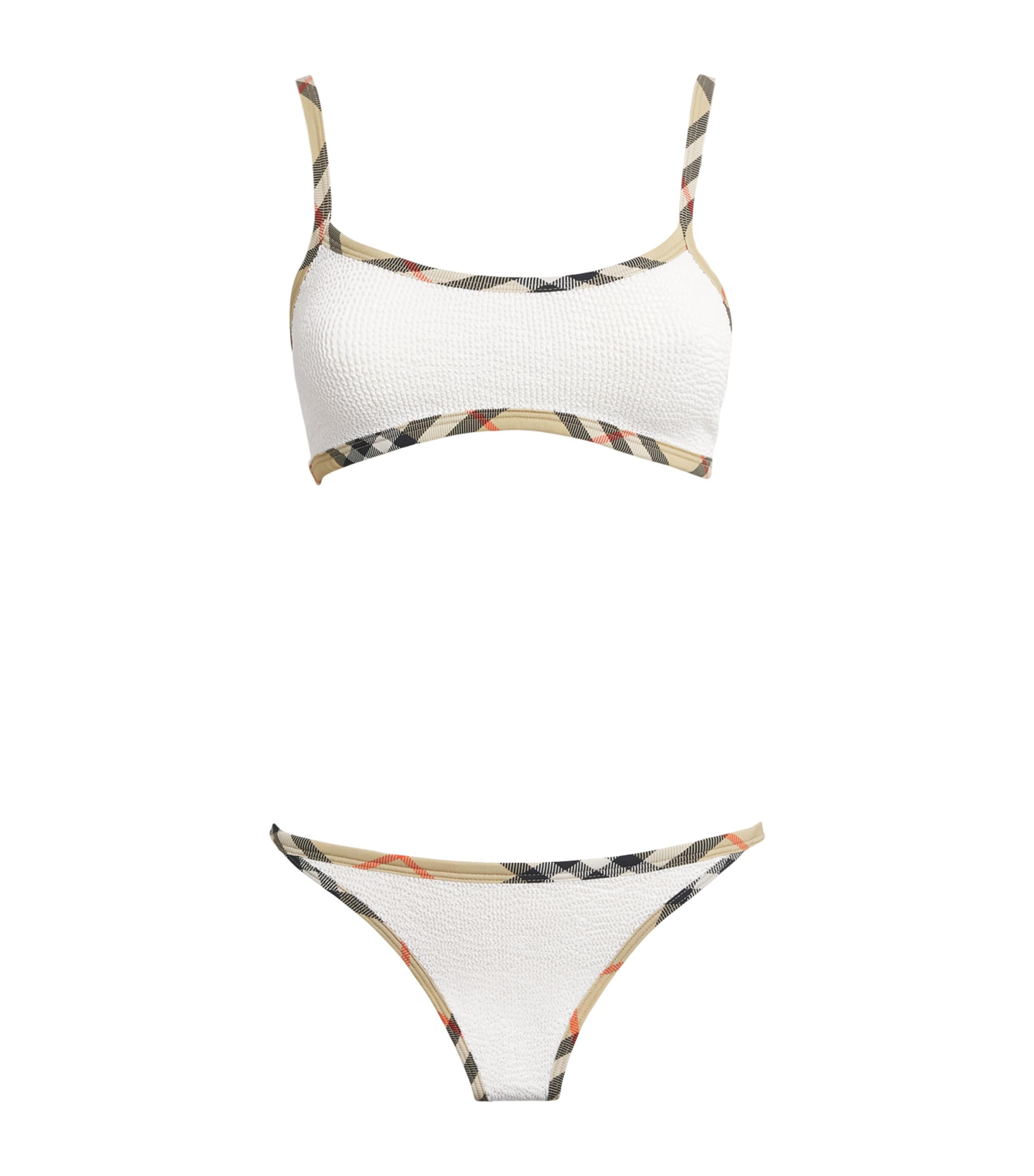 Burberry x Hunza G Womens x Burberry Check-Trim Tyler Bikini White Image 1
