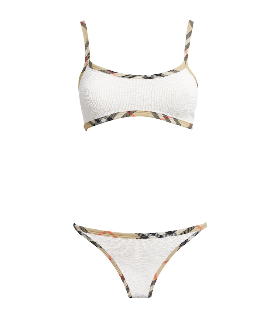 Burberry x Hunza G Womens x Burberry Check-Trim Tyler Bikini White Image 1