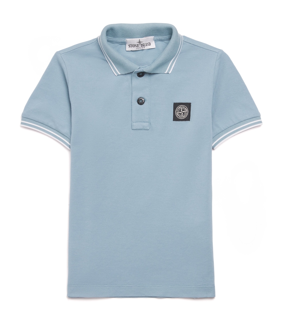 Logo-Patch Polo Shirt (4-14 Years) V004ASKY BLUE Image 1