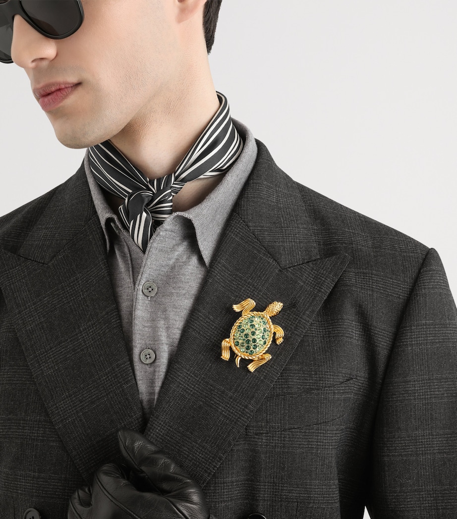 Dolce&Gabbana Embellished Turtle Brooch Verde/oro Image 2