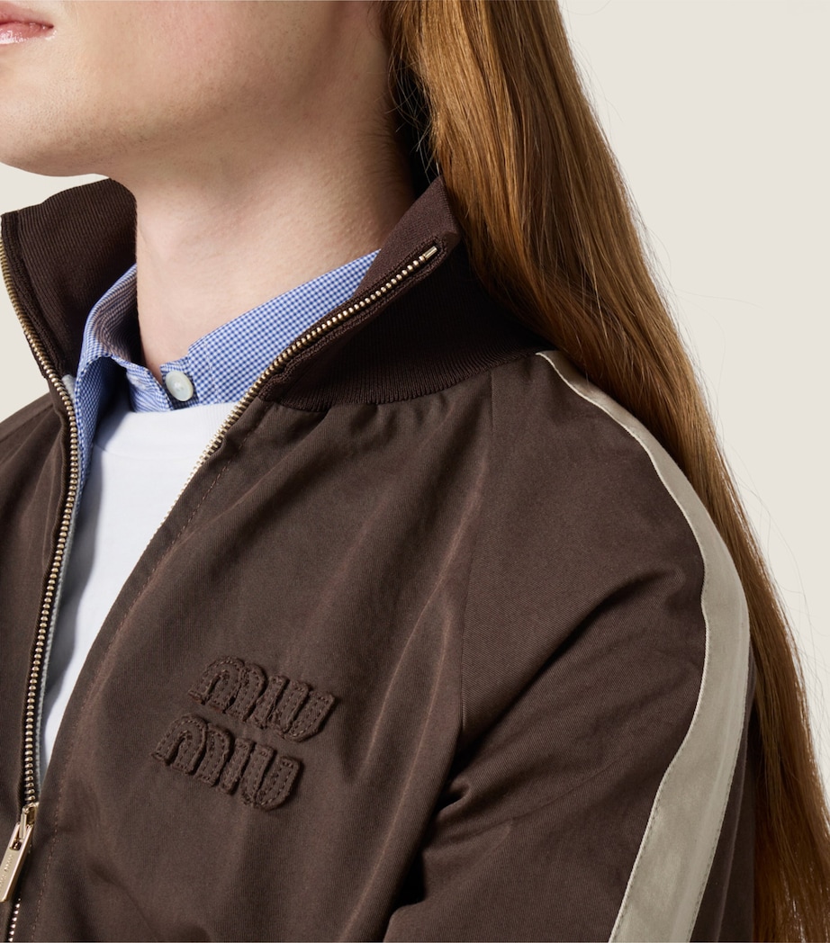 Miu Miu Womens Cotton Twill Blouson Jacket Brown Image 5