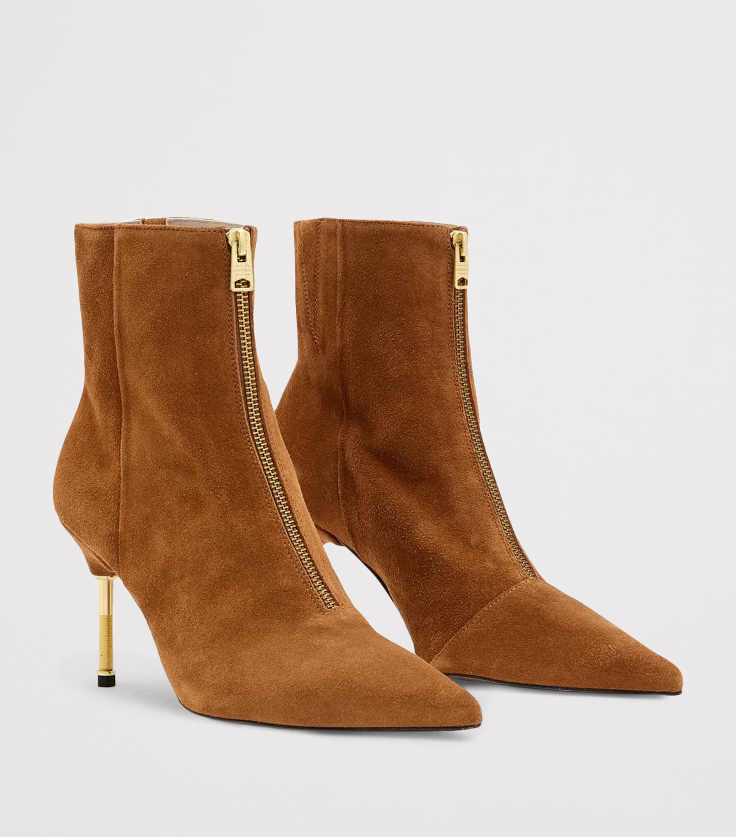 AllSaints Suede Natasha Boots 88 Tan Brown Image 3