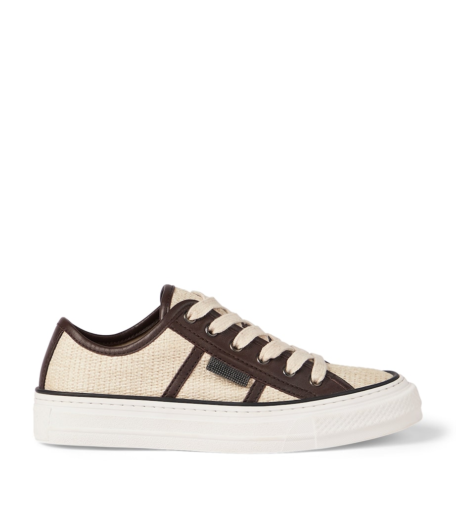 Brunello Cucinelli Techno Raffia Low-Top Sneakers Image 1