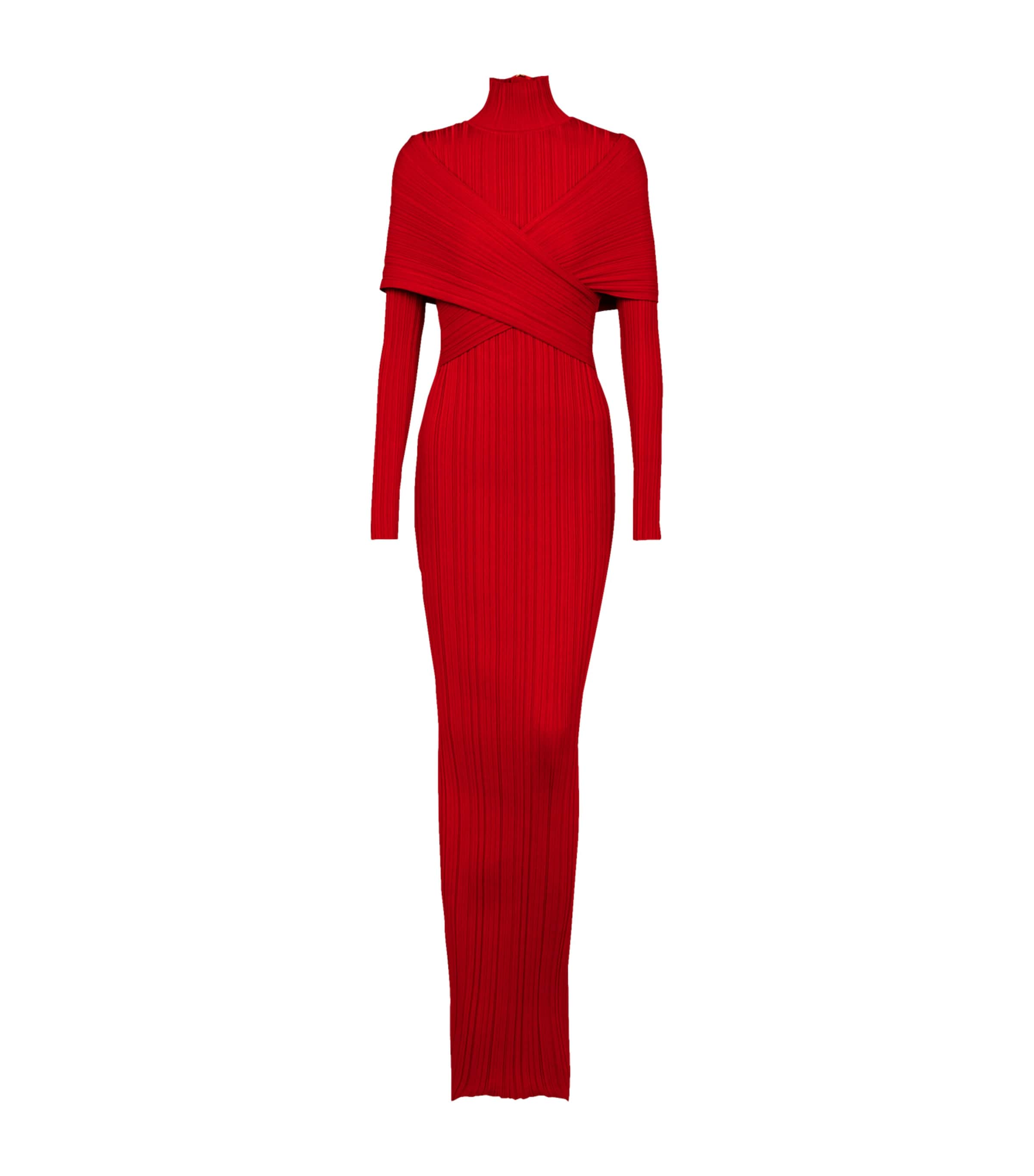 BALMAIN KNITTED WRAP MAXI DRESS