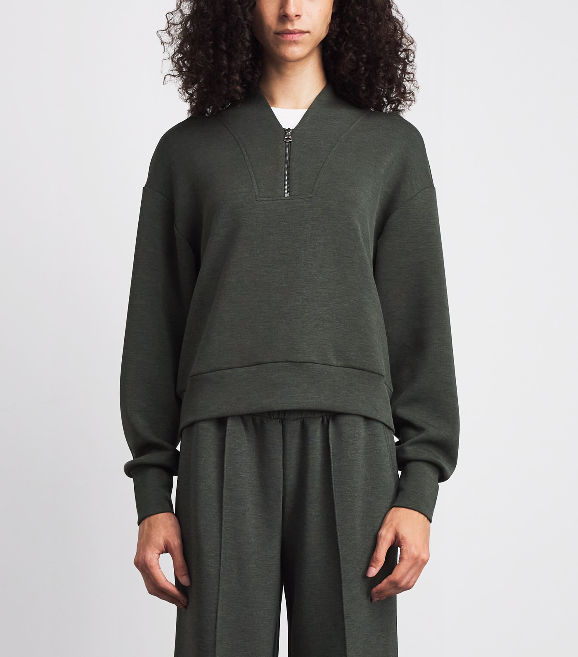 Varley Womens DoubleSoft Davidson Quarter-Zip Sweatshirt Olive Marl Image 4
