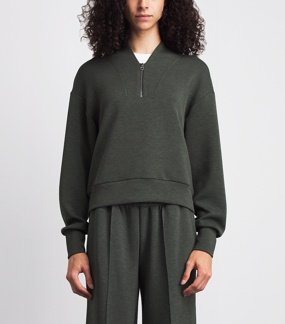 Varley Womens DoubleSoft Davidson Quarter-Zip Sweatshirt Olive Marl Image 4
