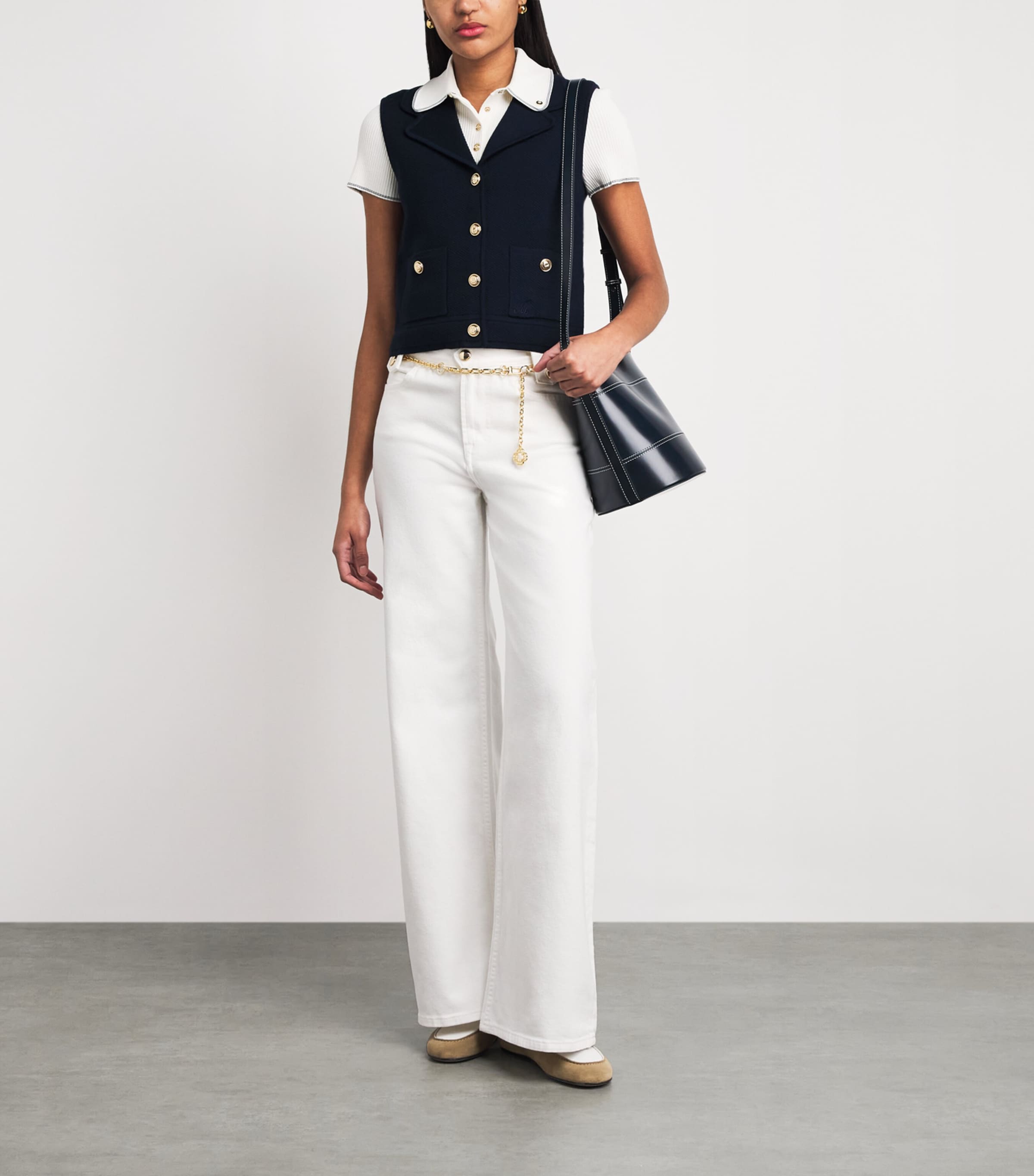 Maje Womens Sleeveless Waistcoat Navy Image 2