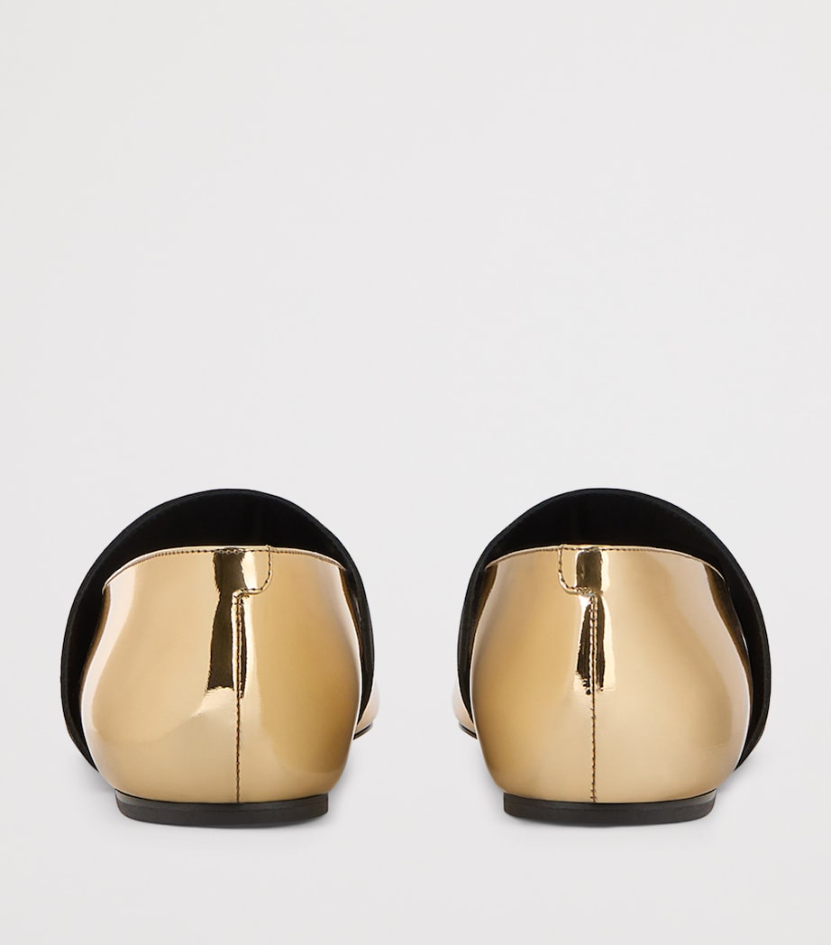 Leather Squared Toe Ballet Flats GOLDEN Image 5