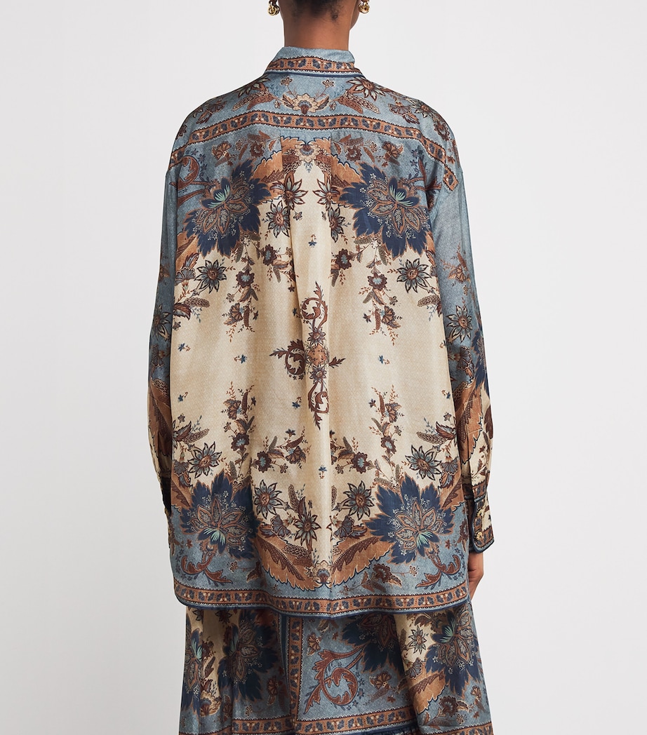 Zimmermann Womens Silk Floral Print Ascension Shirt Blcminflo Bl/crm I/f Image 4