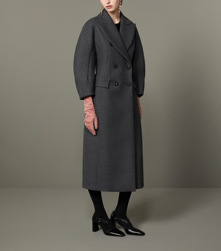 Max Mara Womens Virgin Wool Double-Breasted Coat Medium Grey Image 6