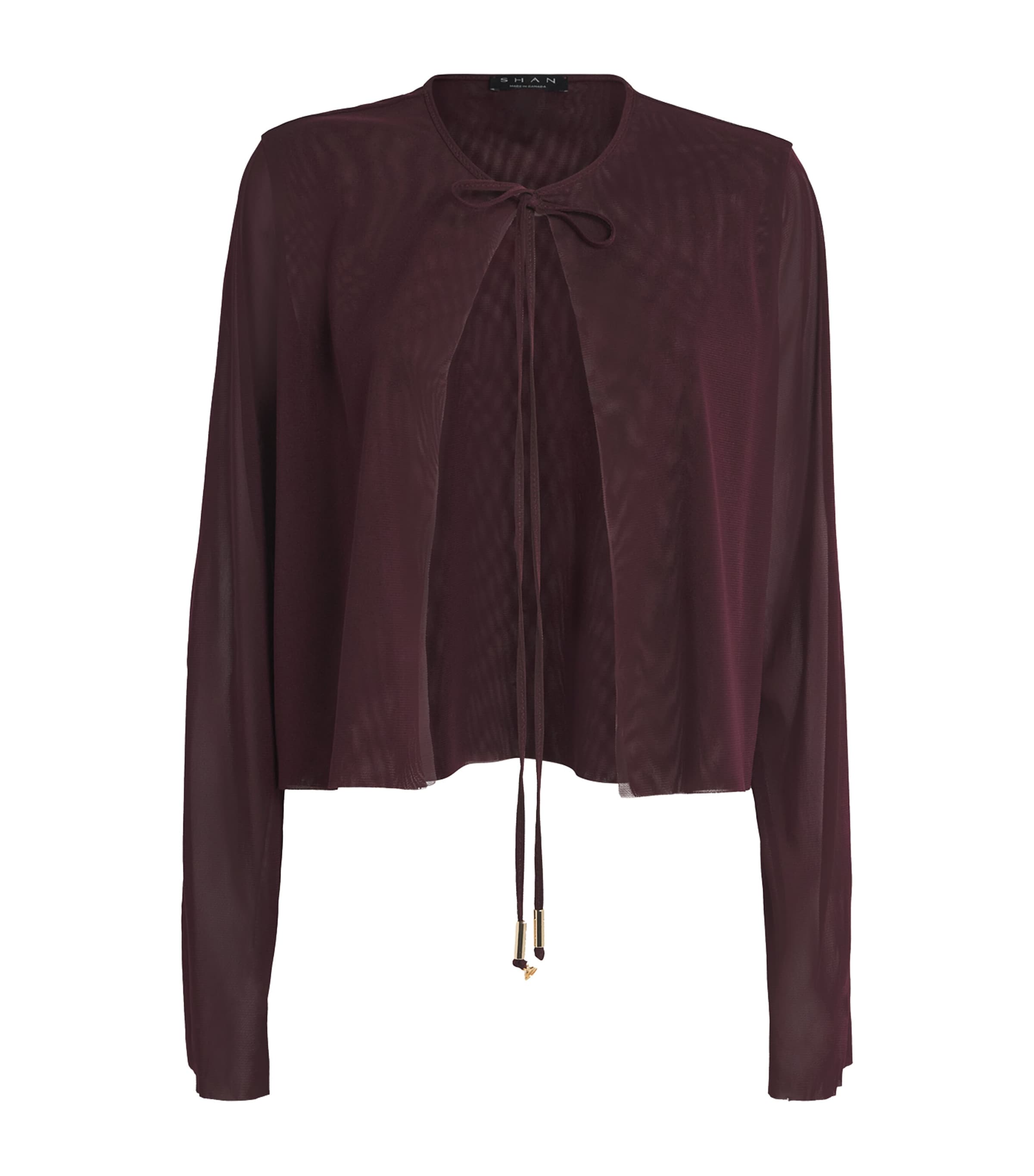 Shan Womens Mesh Tie Cardigan Bordeaux/burgndy Image 1
