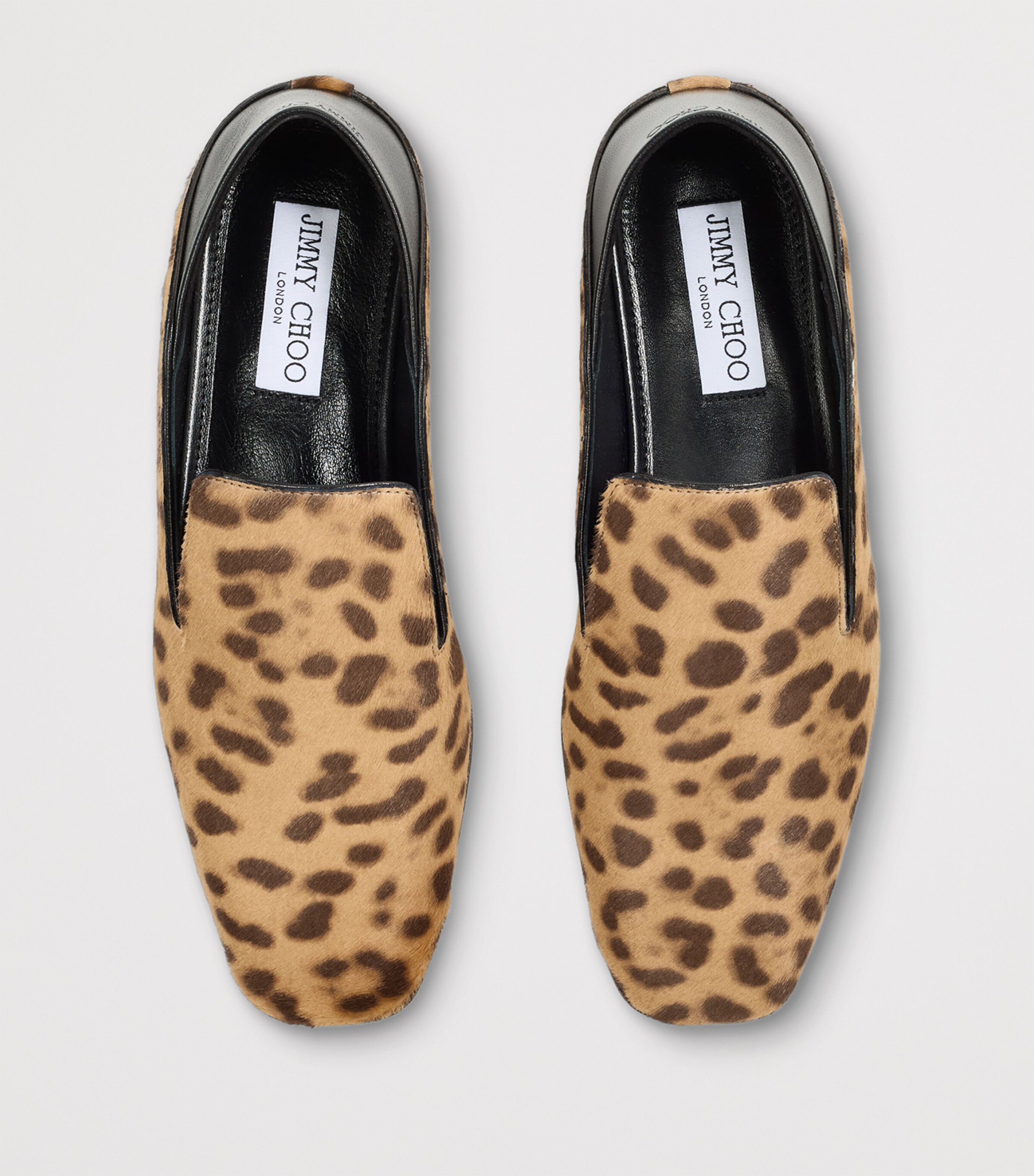 Eliot Calf Leather Leopard Print Slippers NATURAL Image 3