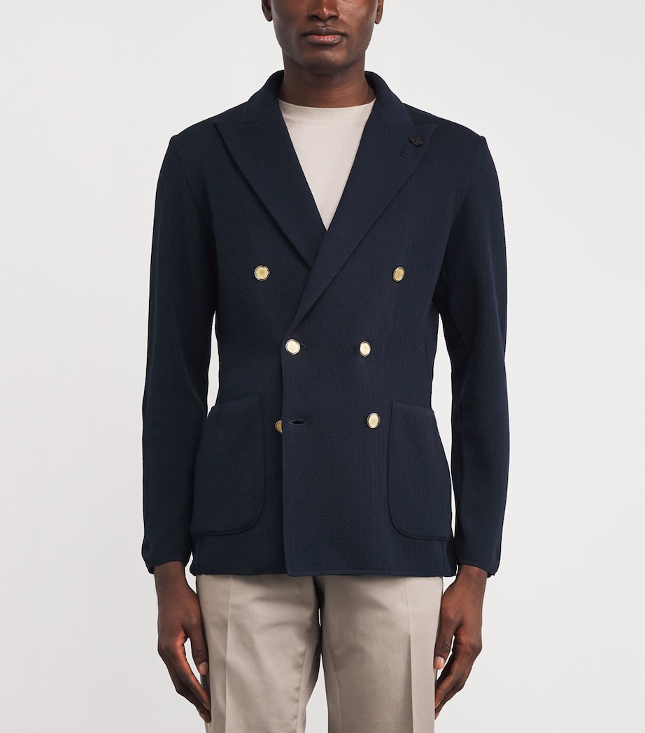 Knitted Double-Breasted Blazer 850 NAVY Image 3