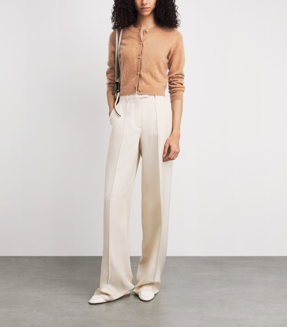 Alice+Olivia Womens Brushed Cashmere-Blend Cardigan Light Praline Image 2