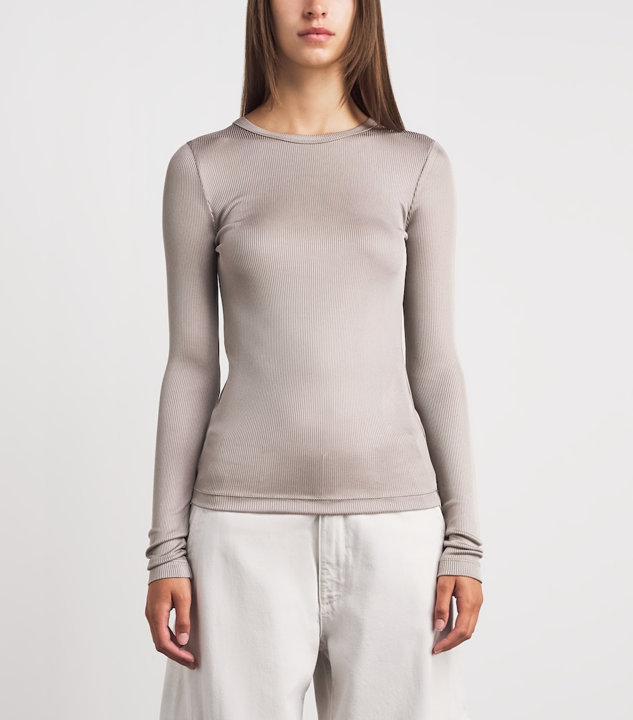 AGOLDE Womens Ribbed Delphi Top Tep Taupe Image 4