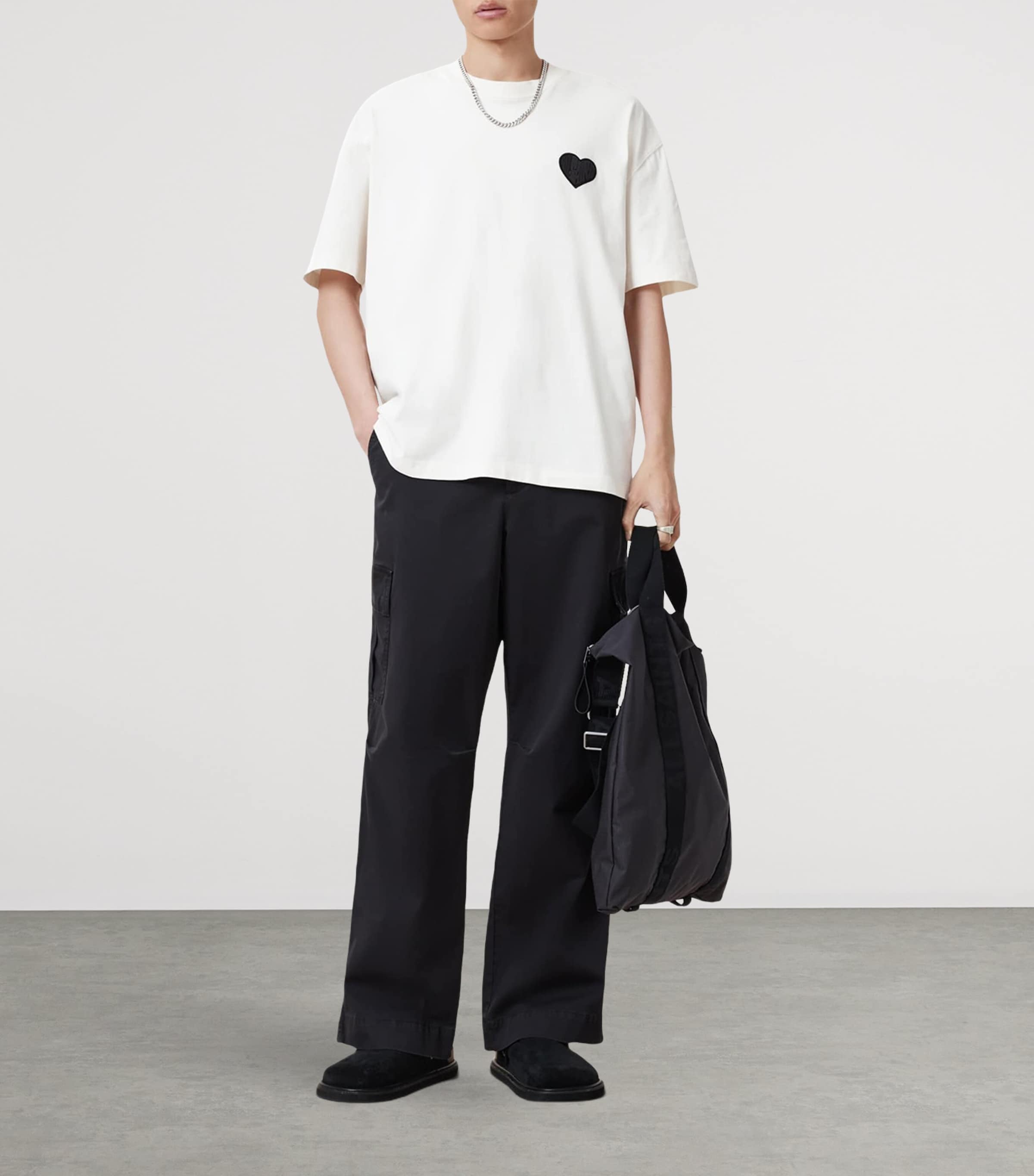 AllSaints Mens Organic Cotton Lover T-Shirt Ashen White Image 5
