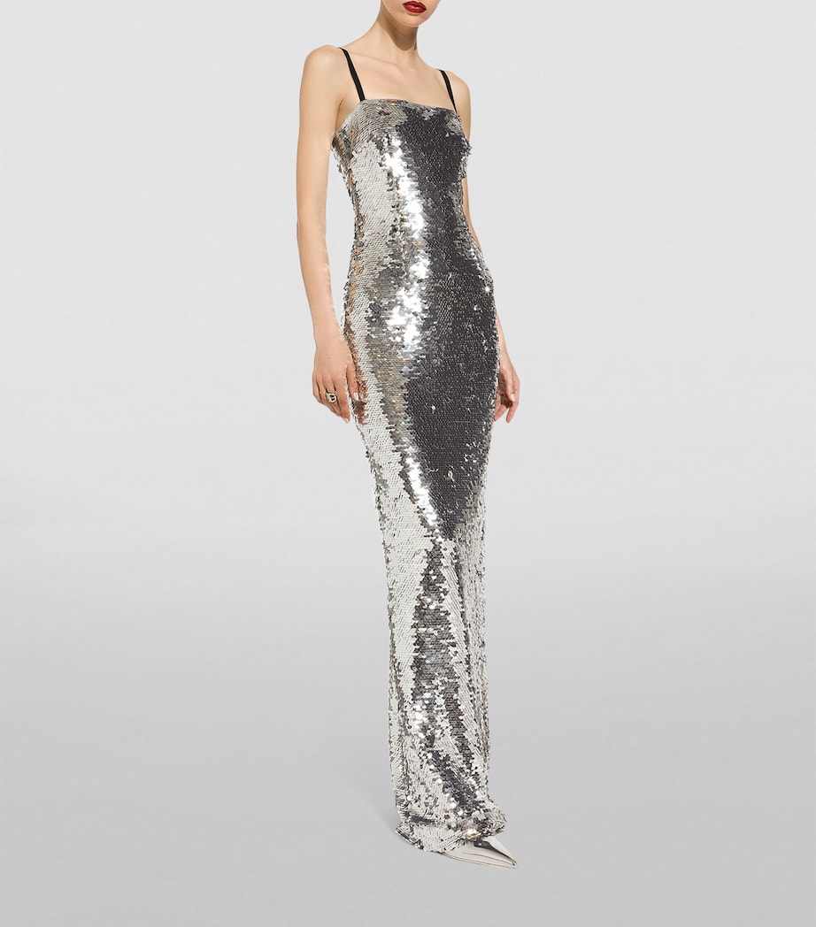 Sequin-Embellished Gown S0998-SILVER Image 2