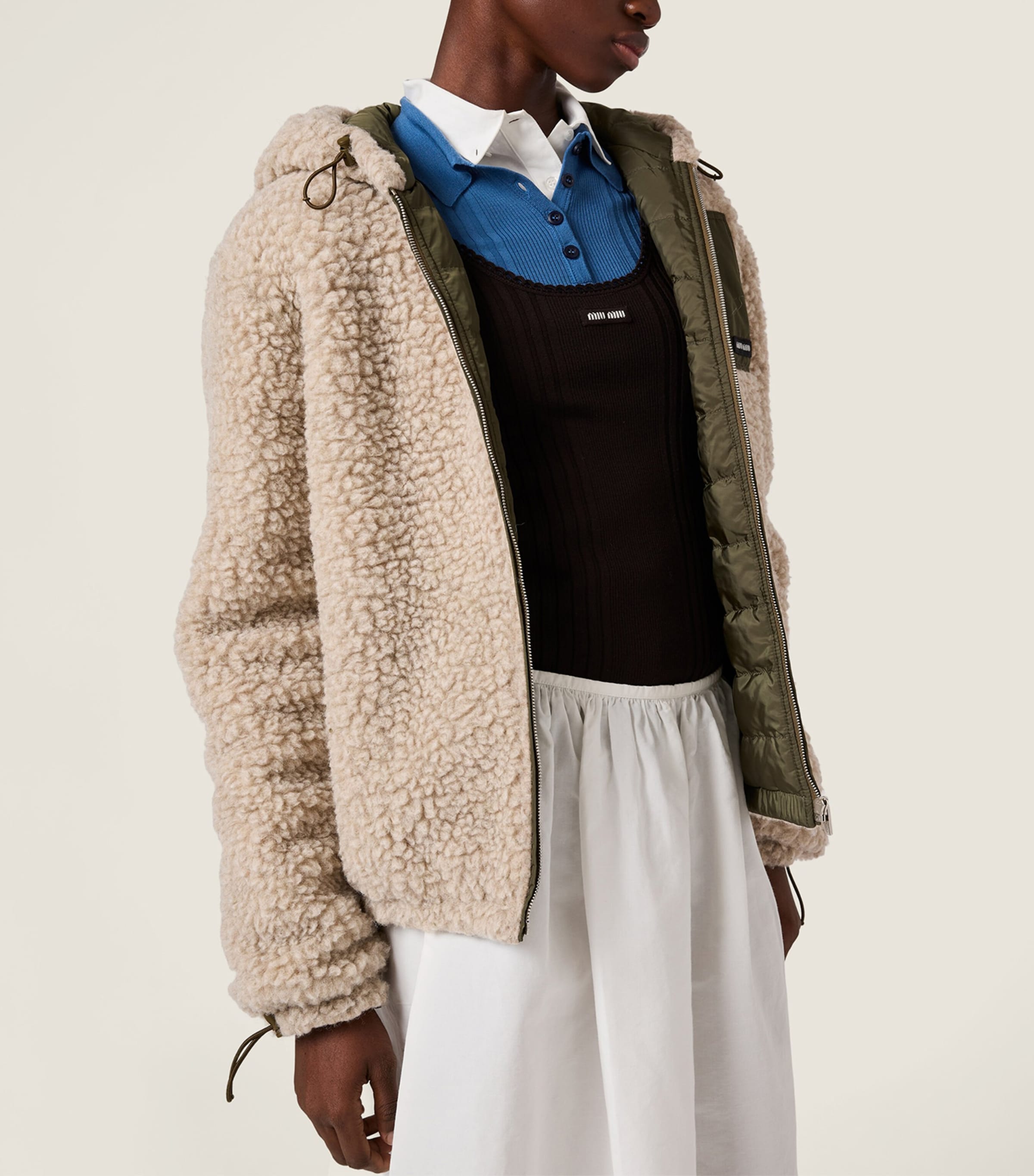 Wool-Blend Teddy Bomber Jacket F03QQ Image 5