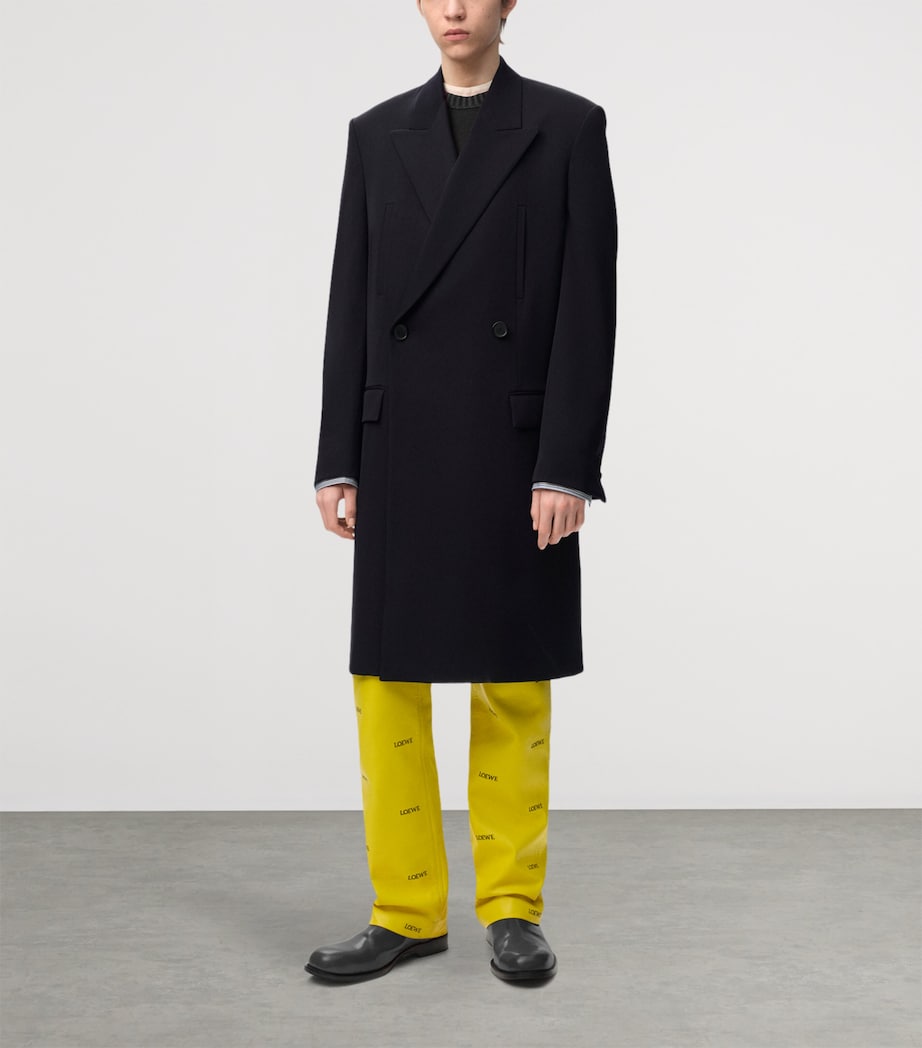 LOEWE Mens Wool-Blend Double-Breasted Coat Dark Navy Image 3