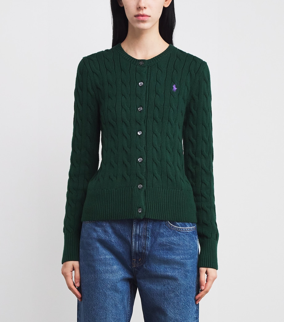 Cotton Cable-Knit Cardigan MOSS AGATE Image 3