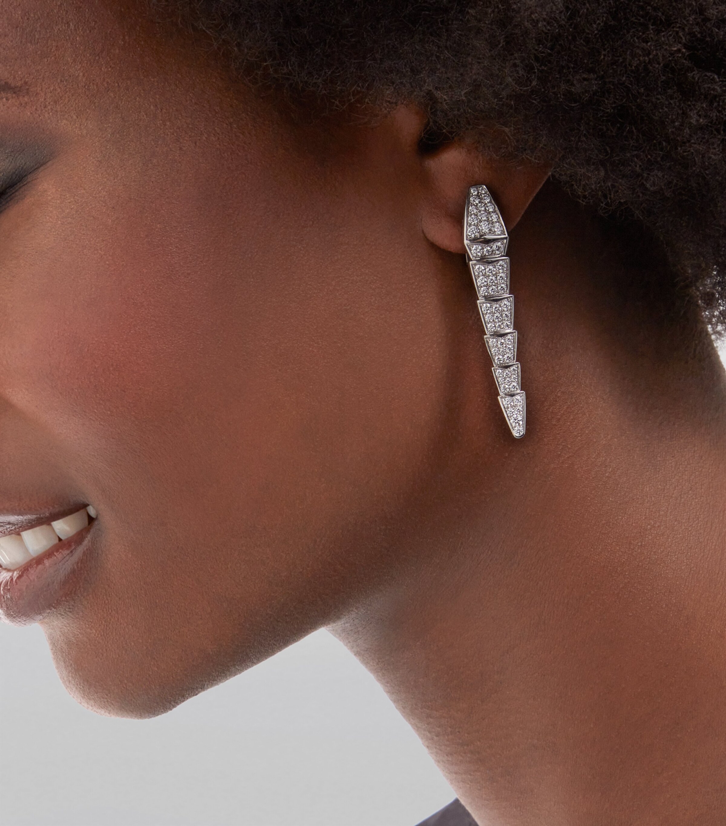 White Gold and Diamond Serpenti Viper Drop Earrings WHITE GOLD Image 5