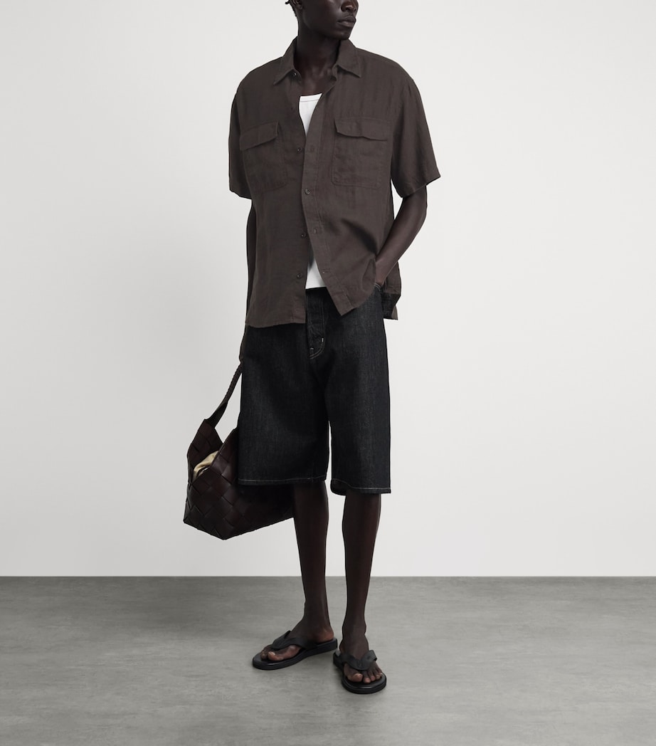 Oliver Spencer Mens Linen Penryn Shirt Brown Image 2