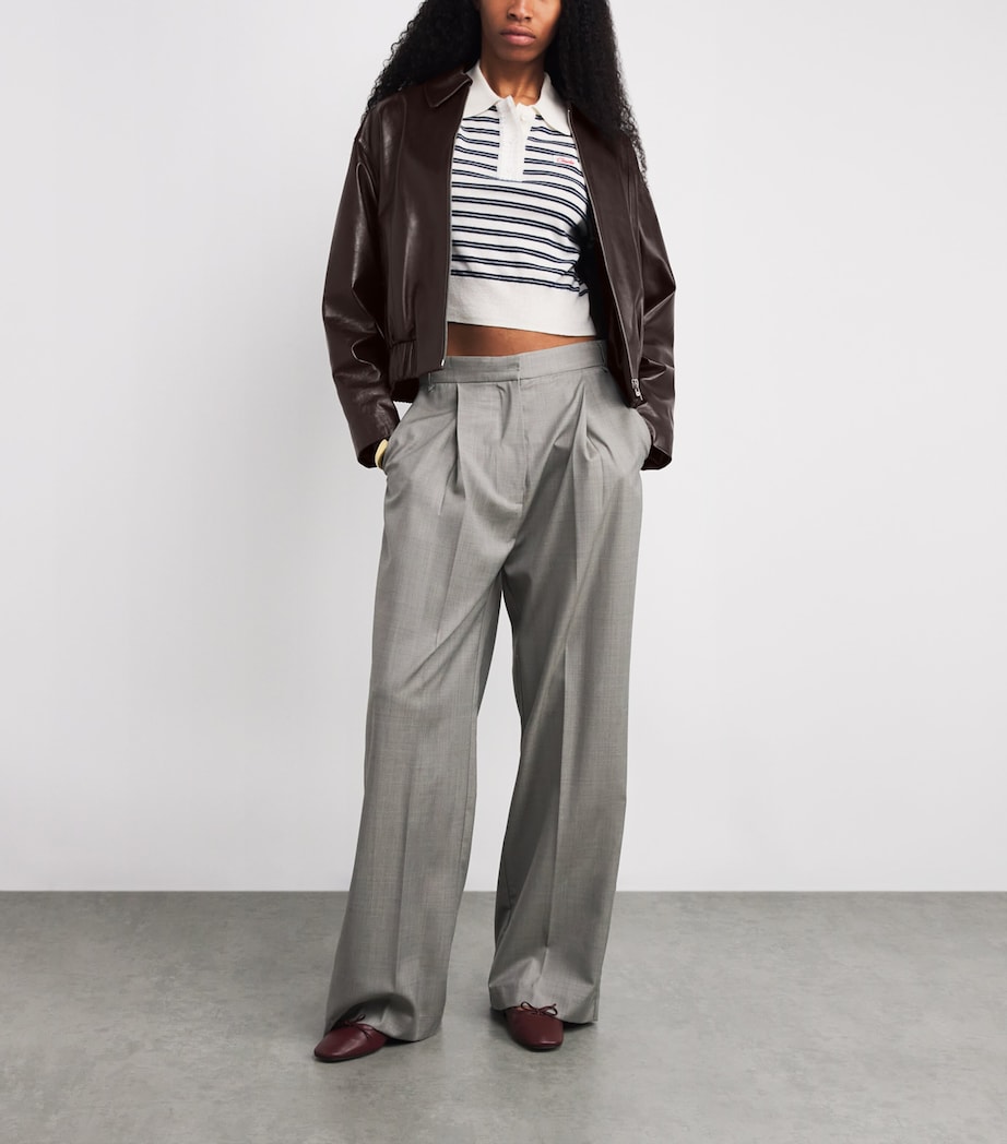 Claudie Pierlot Womens Leather Zip-Up Jacket Brown Image 2