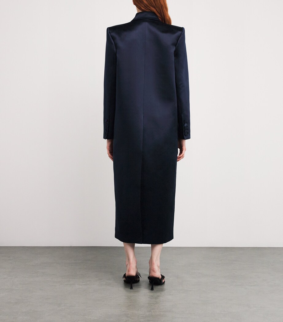 Alex Perry Womens Cotton-Silk Satin Double-Breasted Coat Navy Image 3