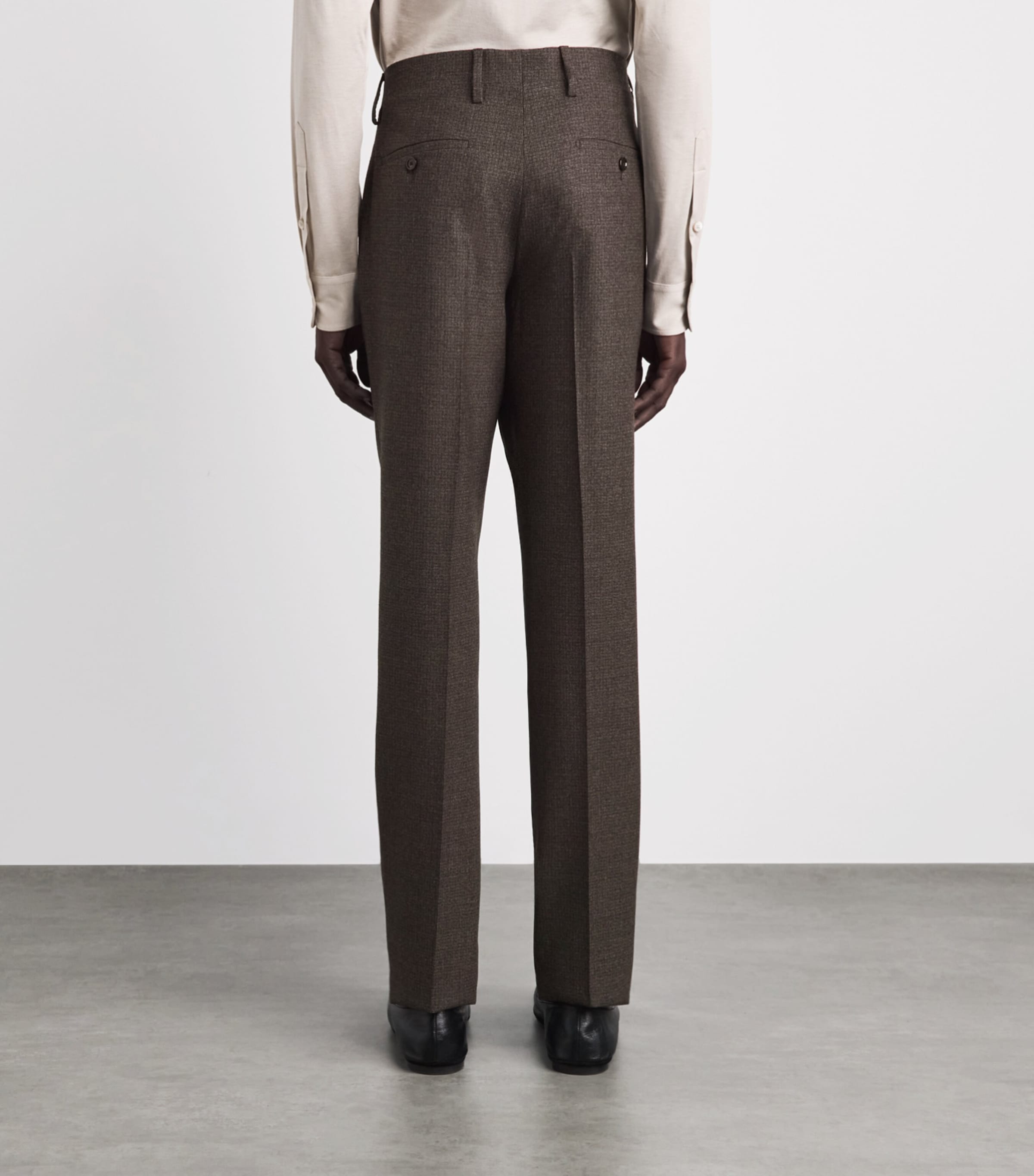 Lardini Mens Virgin Wool Check Trousers Brown Pdp Image 5