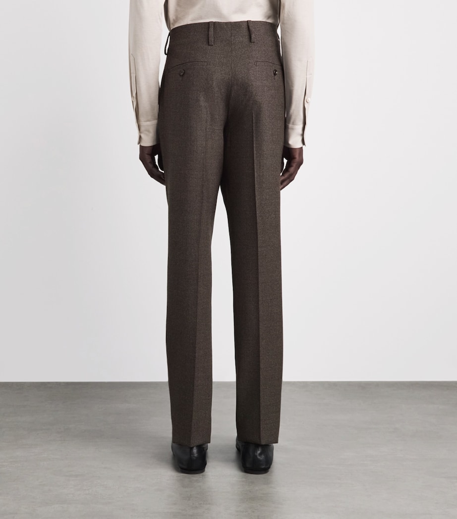 Lardini Mens Virgin Wool Check Trousers Brown Pdp Image 5