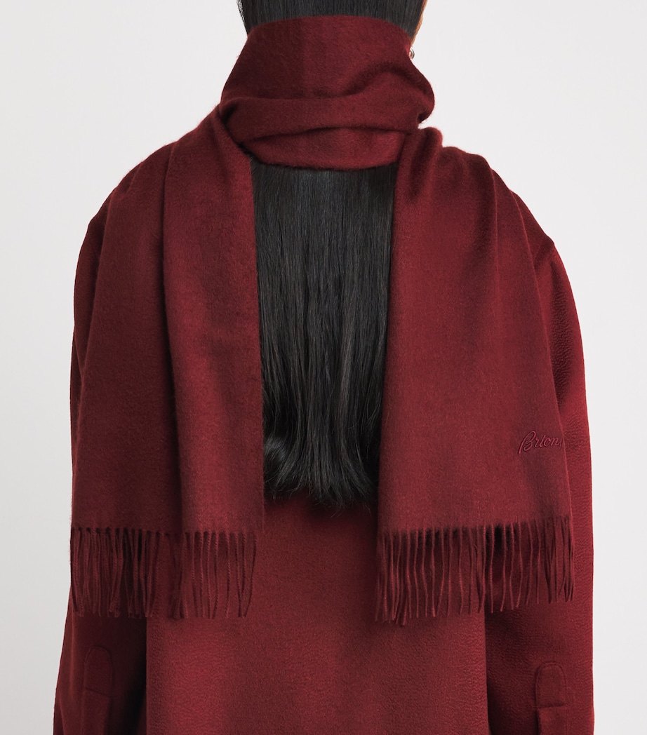 Cashmere Fringed Scarf 6100 BORDEAUX Image 2