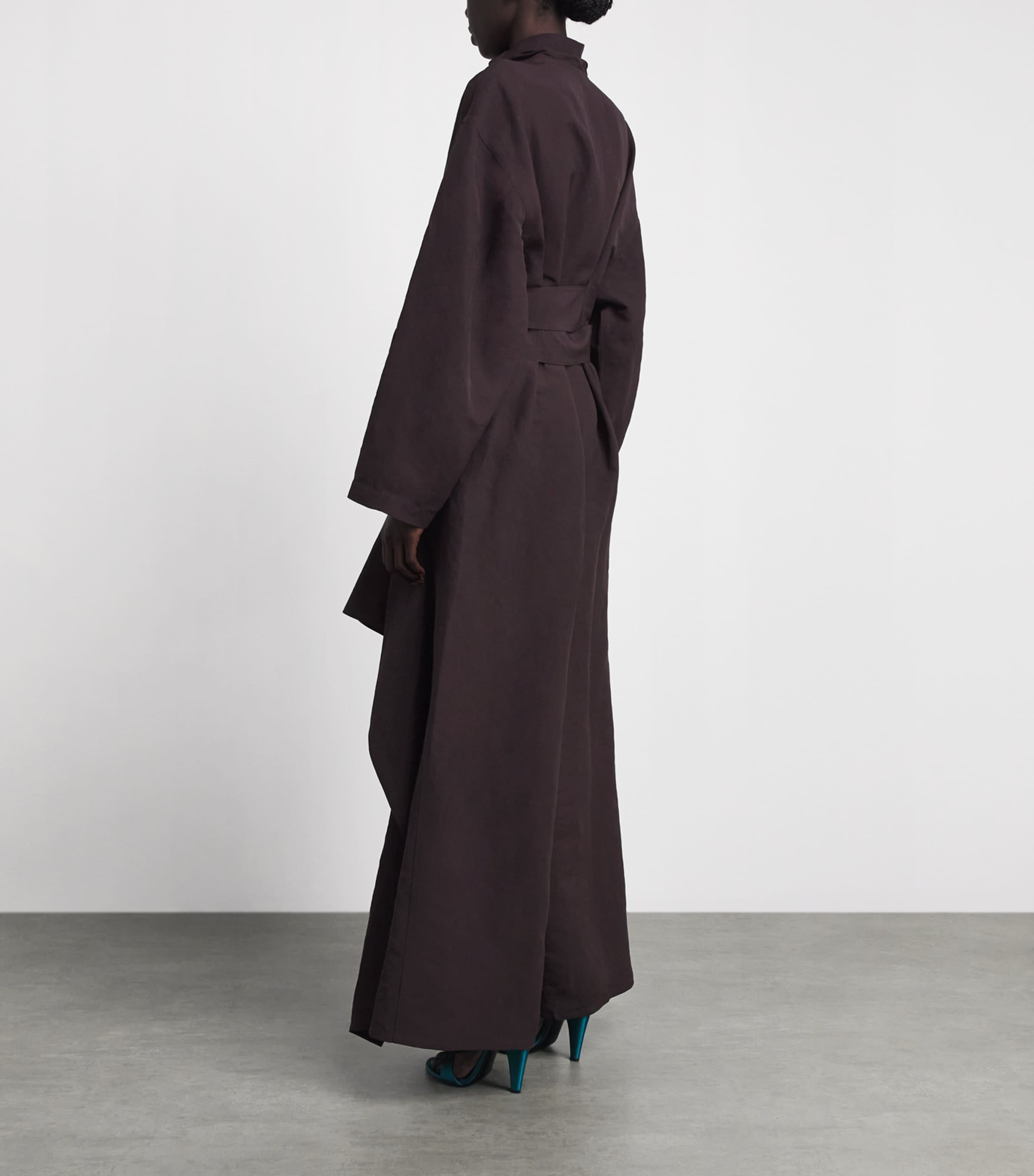 Alaïa Womens Paper-Blend Ruffled Jumpsuit Aubergine Image 4