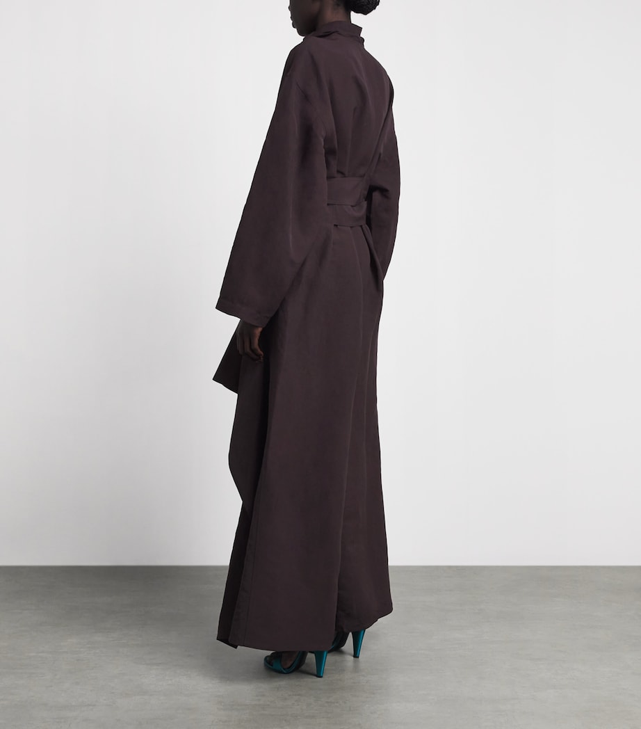 Alaïa Womens Paper-Blend Ruffled Jumpsuit Aubergine Image 4