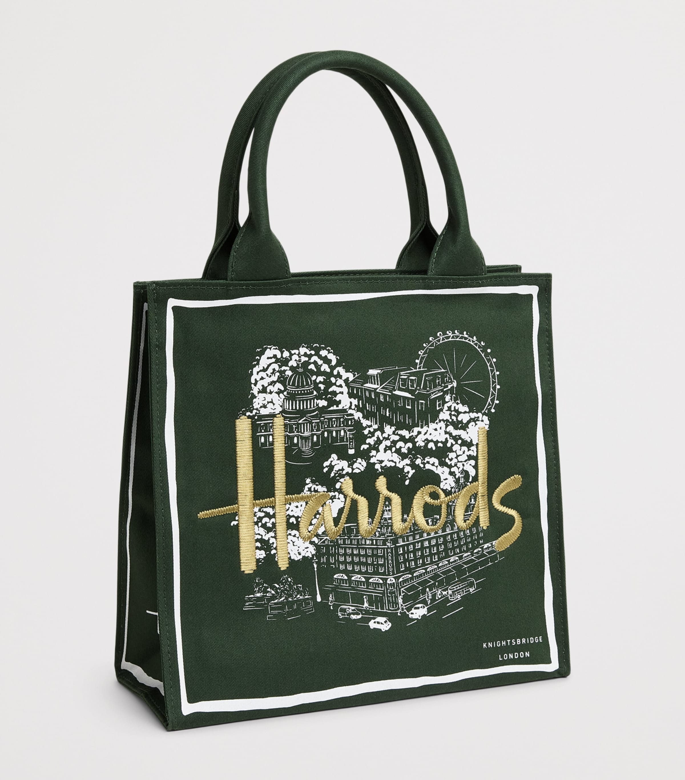Harrods Small City Stories Tote Bag Green Image 2