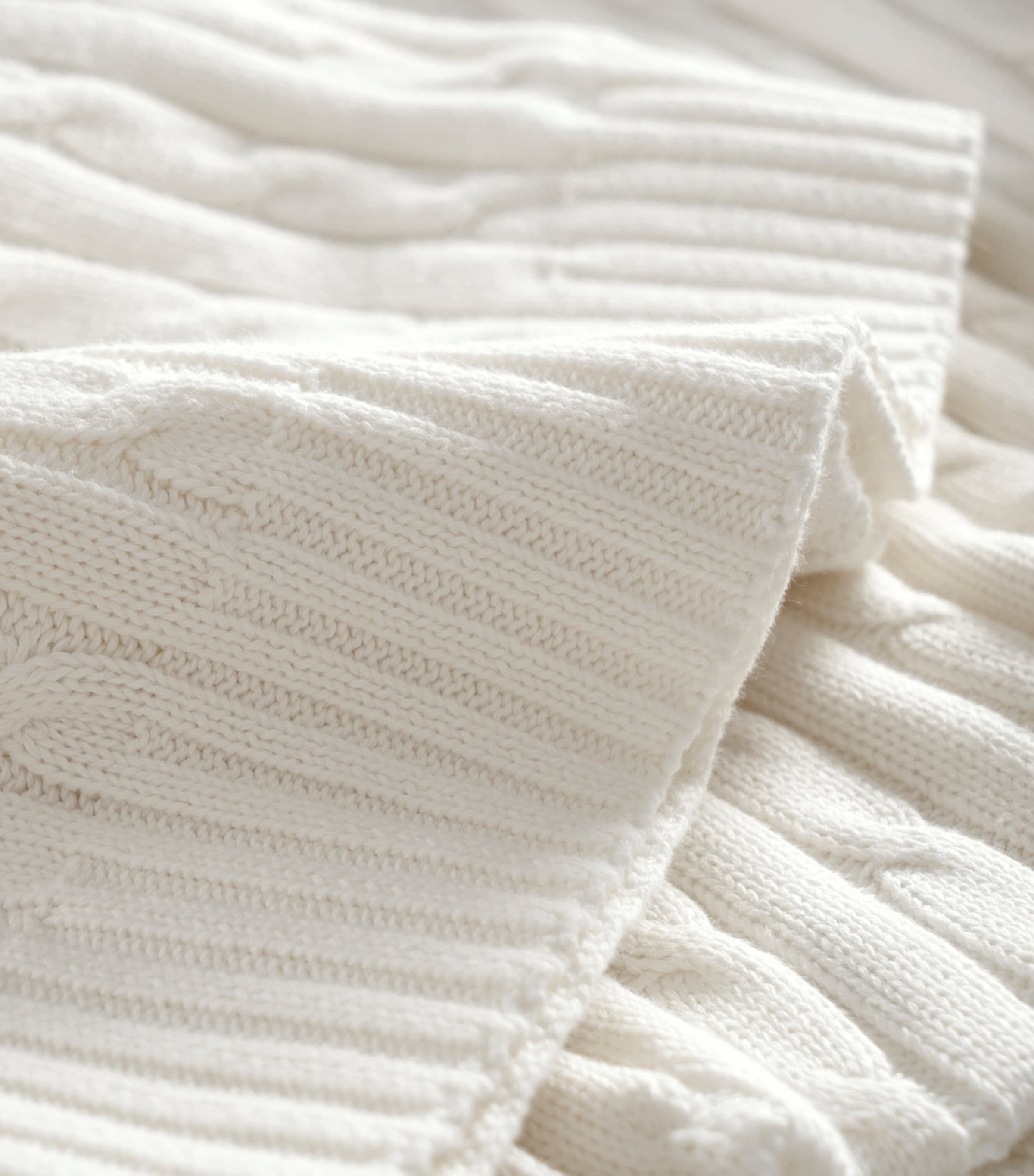 Cable Throw (180cm x 130cm) WHITE Image 2