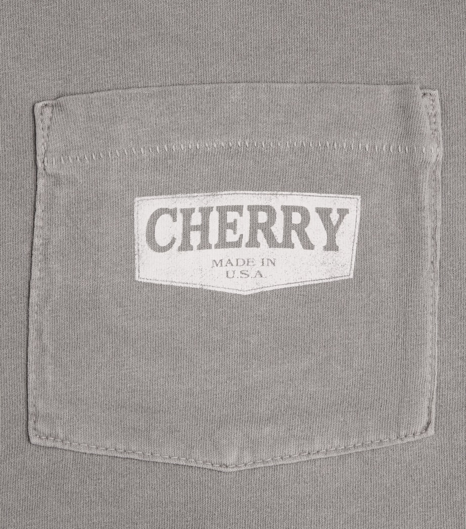 Cherry Los Angeles Mens Cotton Chevron Pocket T-Shirt Light Charcoal Image 6