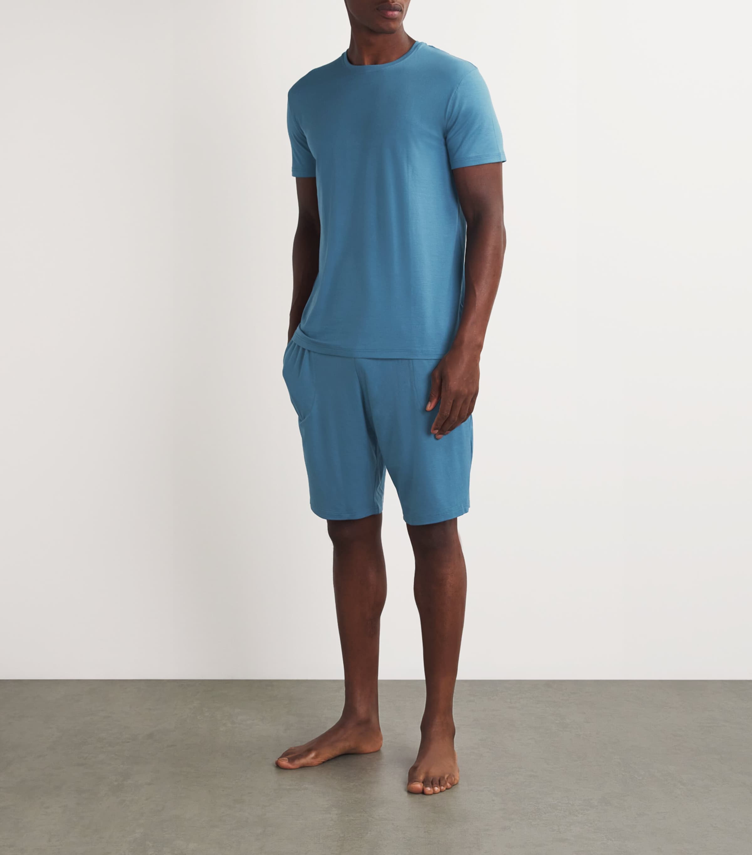 Derek Rose Mens Basel Lounge Shorts Blue Image 2