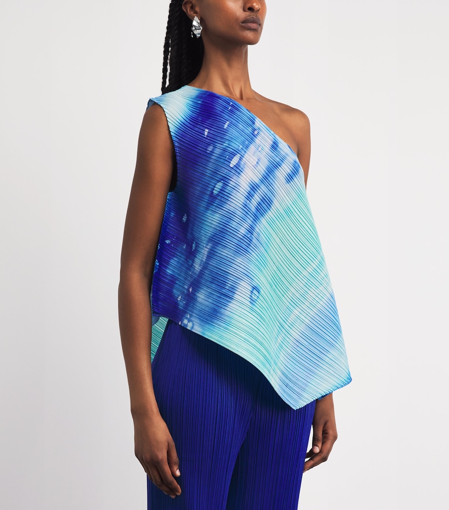Pleats Please Issey Miyake Womens Sea Bubble One-Shoulder Top Blue Image 4