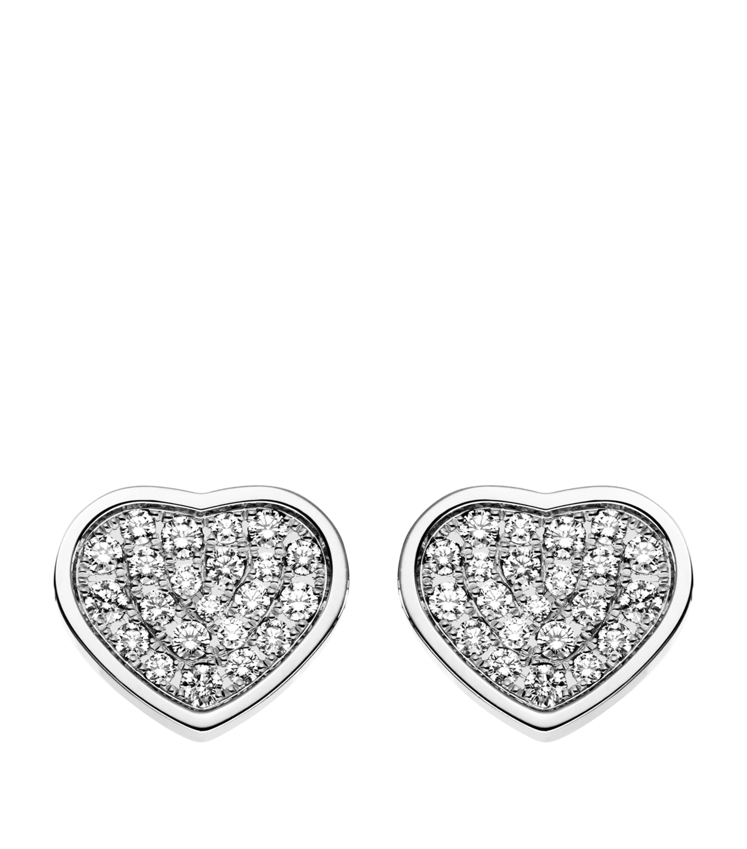 Chopard White Gold And Diamond Happy Hearts Earrings In Gold