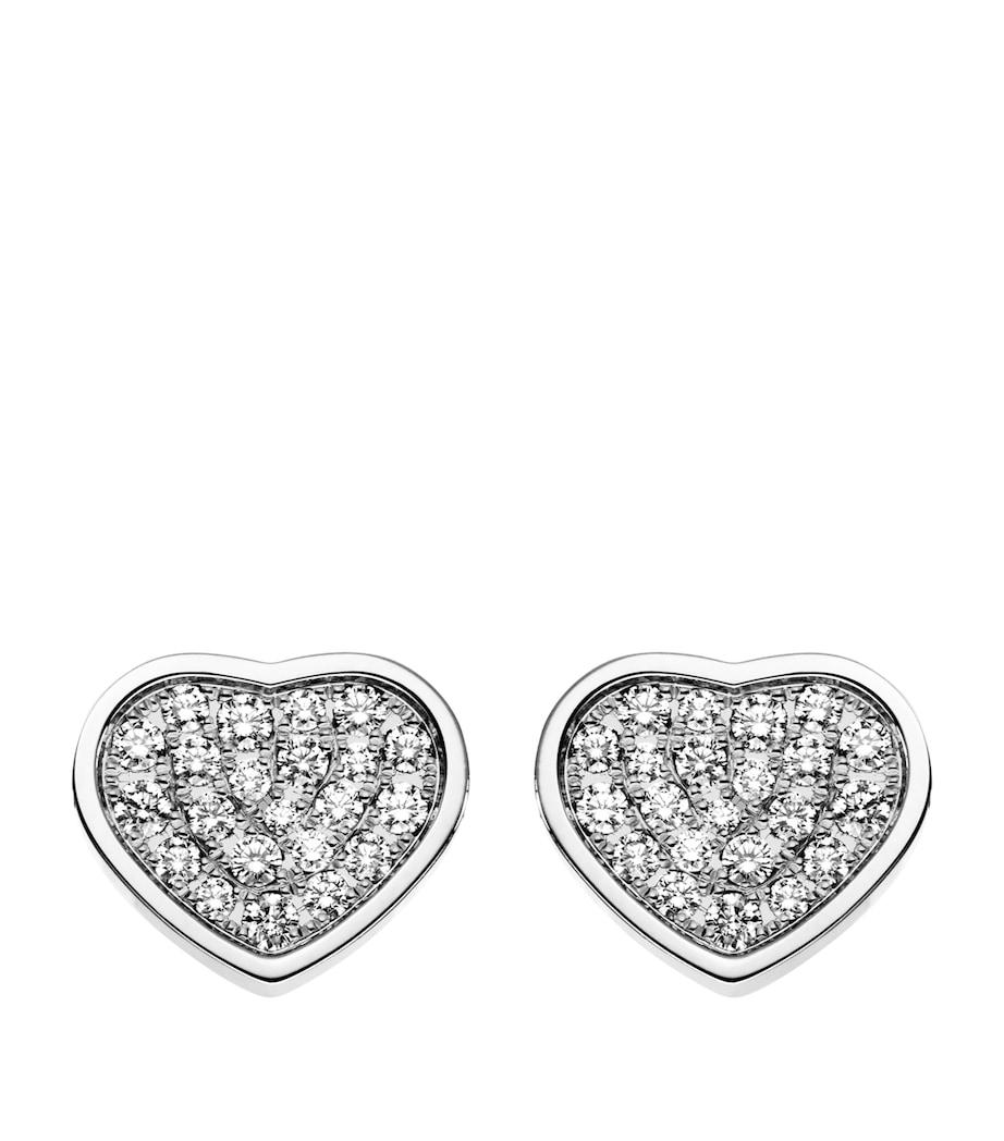 White Gold and Diamond Happy Hearts Earrings 18K WHITE GOLD Image 1