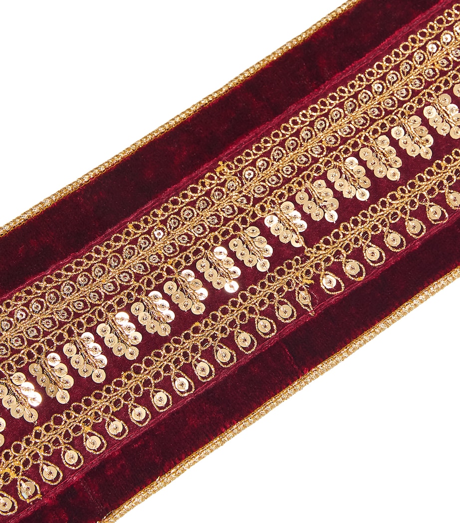 Velvet Sequin Grapevine Trim Ribbon BURG/GLD Image 2