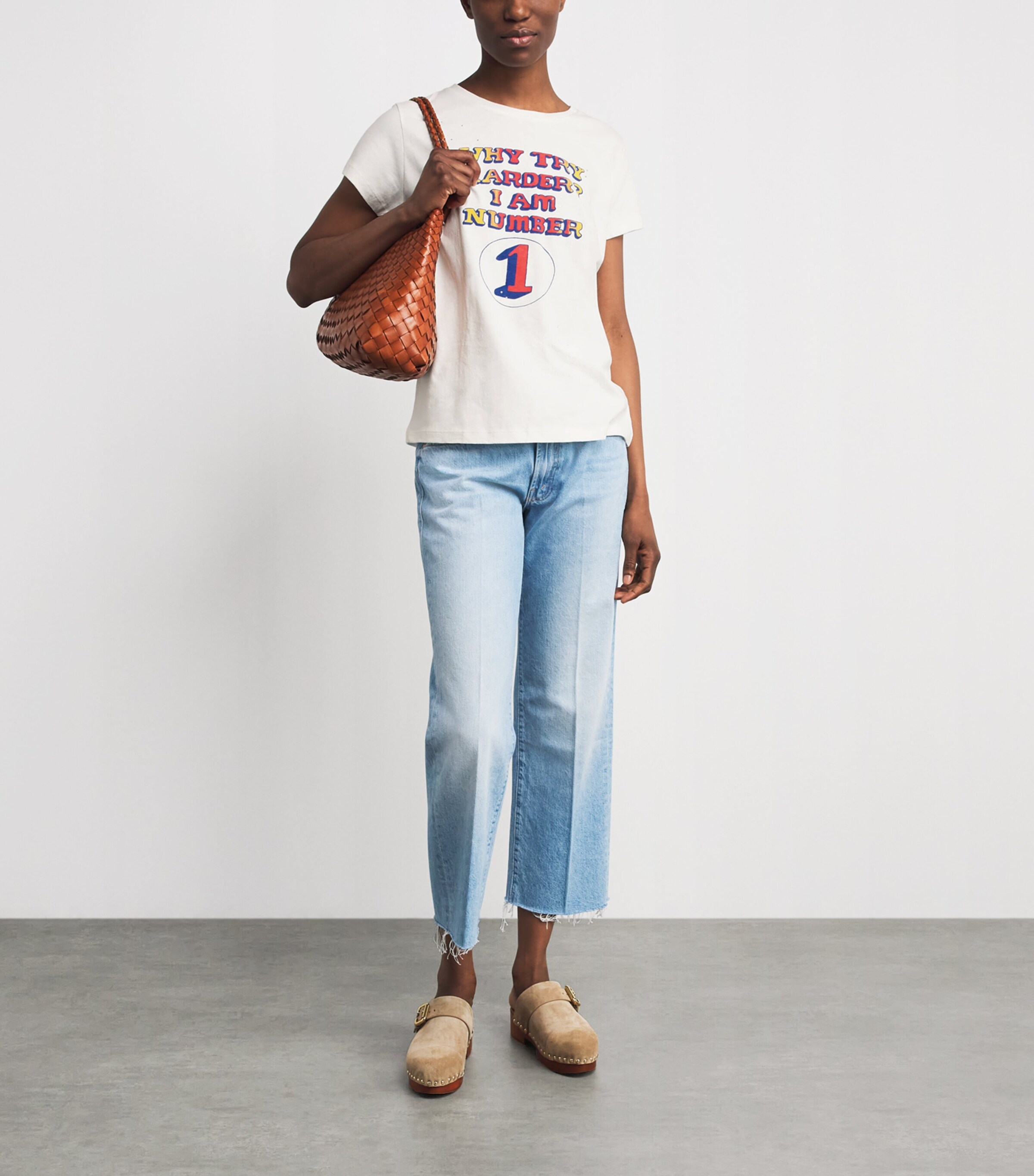 MOTHER Womens Cotton The Boxy Goodie Goodie T-Shirt Wyt Why Try Har Image 2