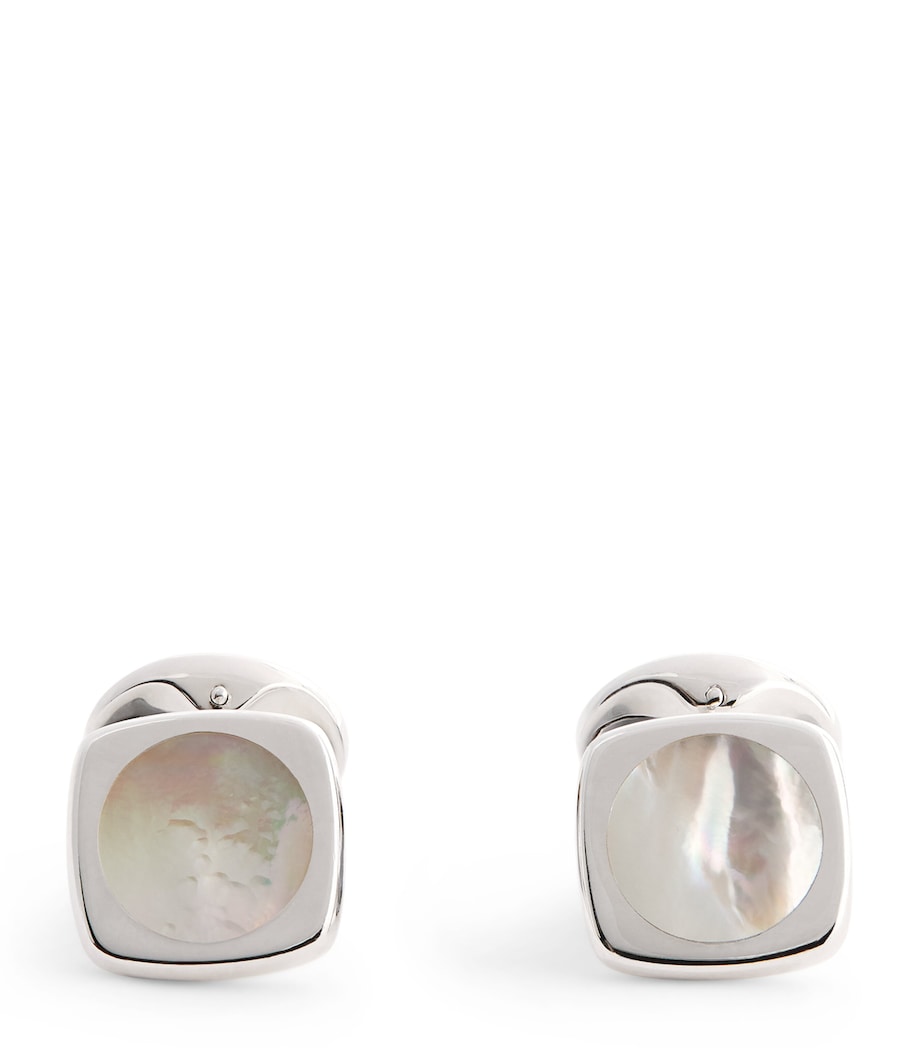 Sterling Silver and Mother-of-Pearl Cushion Cufflinks WHITE Image 1