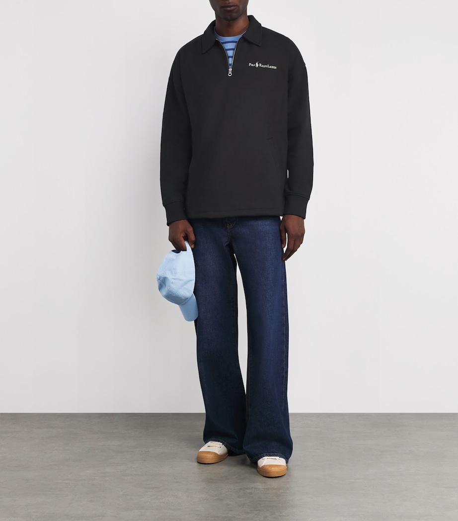 Quarter-Zip Collared Sweatshirt BLACK Image 2