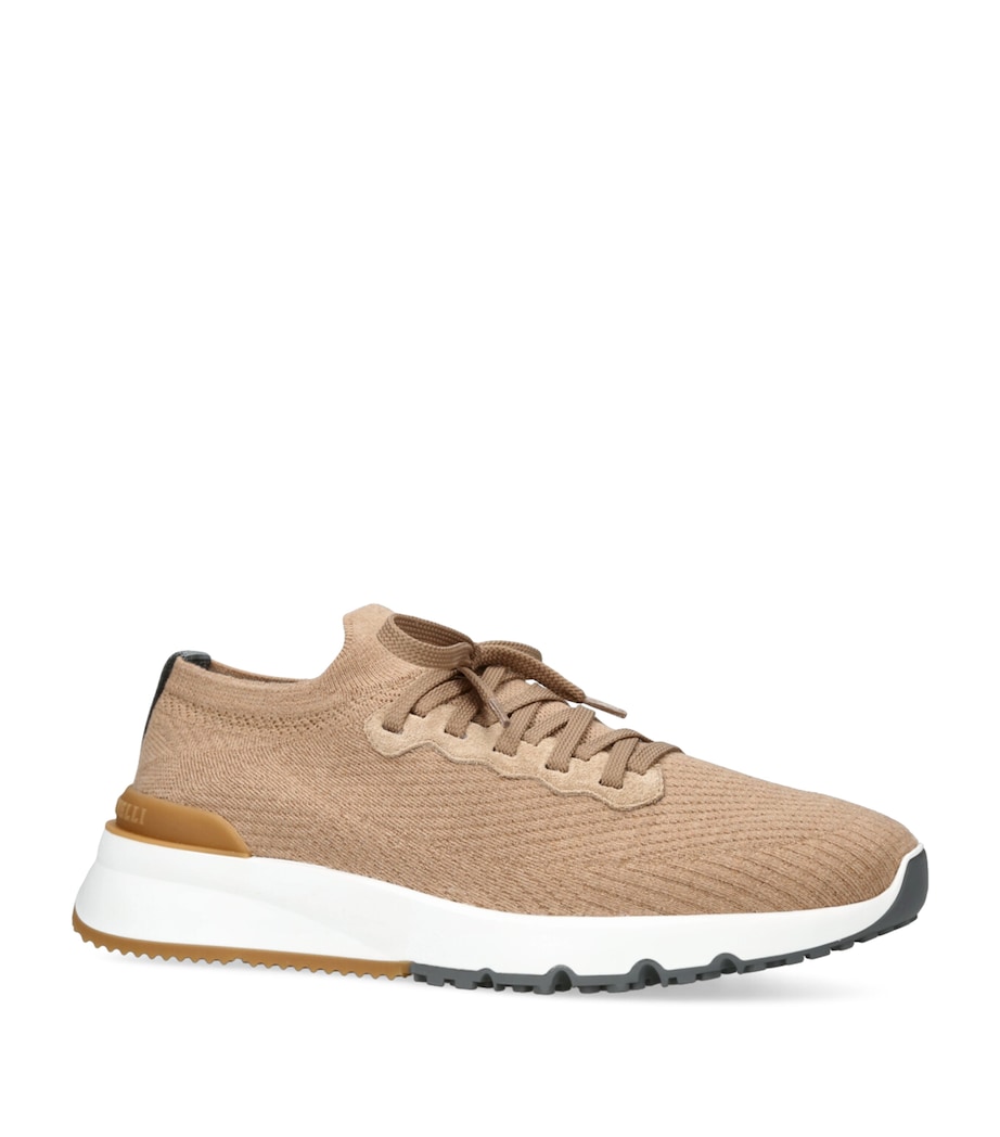 Brunello Cucinelli Knitted Sneakers Camel Image 1