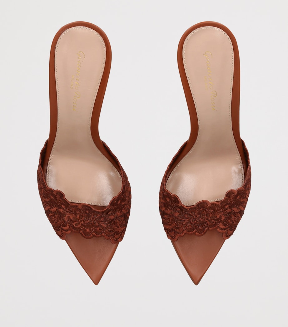 Gianvito Rossi Lace Yvonne Mules 85 Brown Image 3