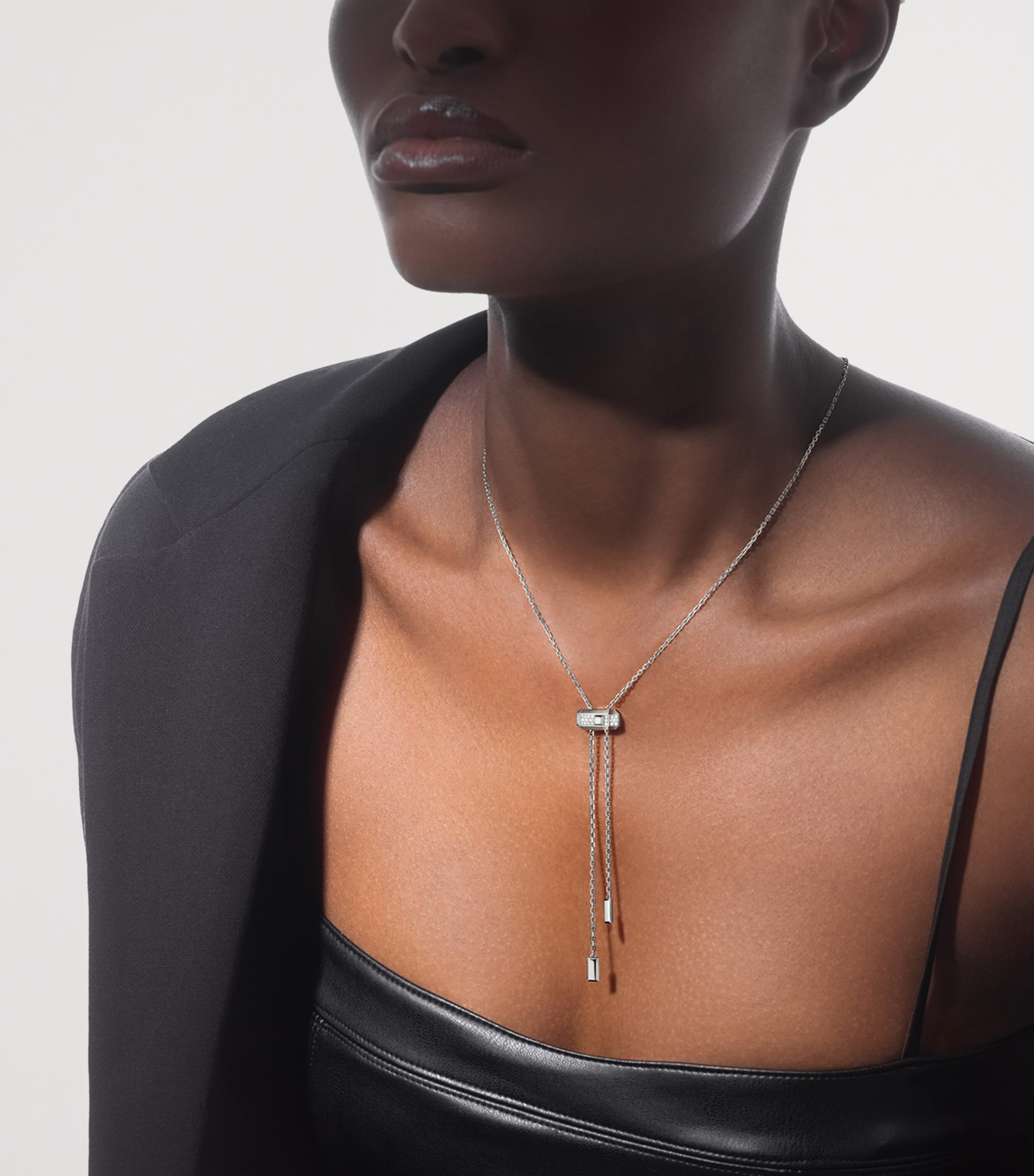 Messika Moderniste White Gold and Diamond Tie Necklace White Gold Image 2