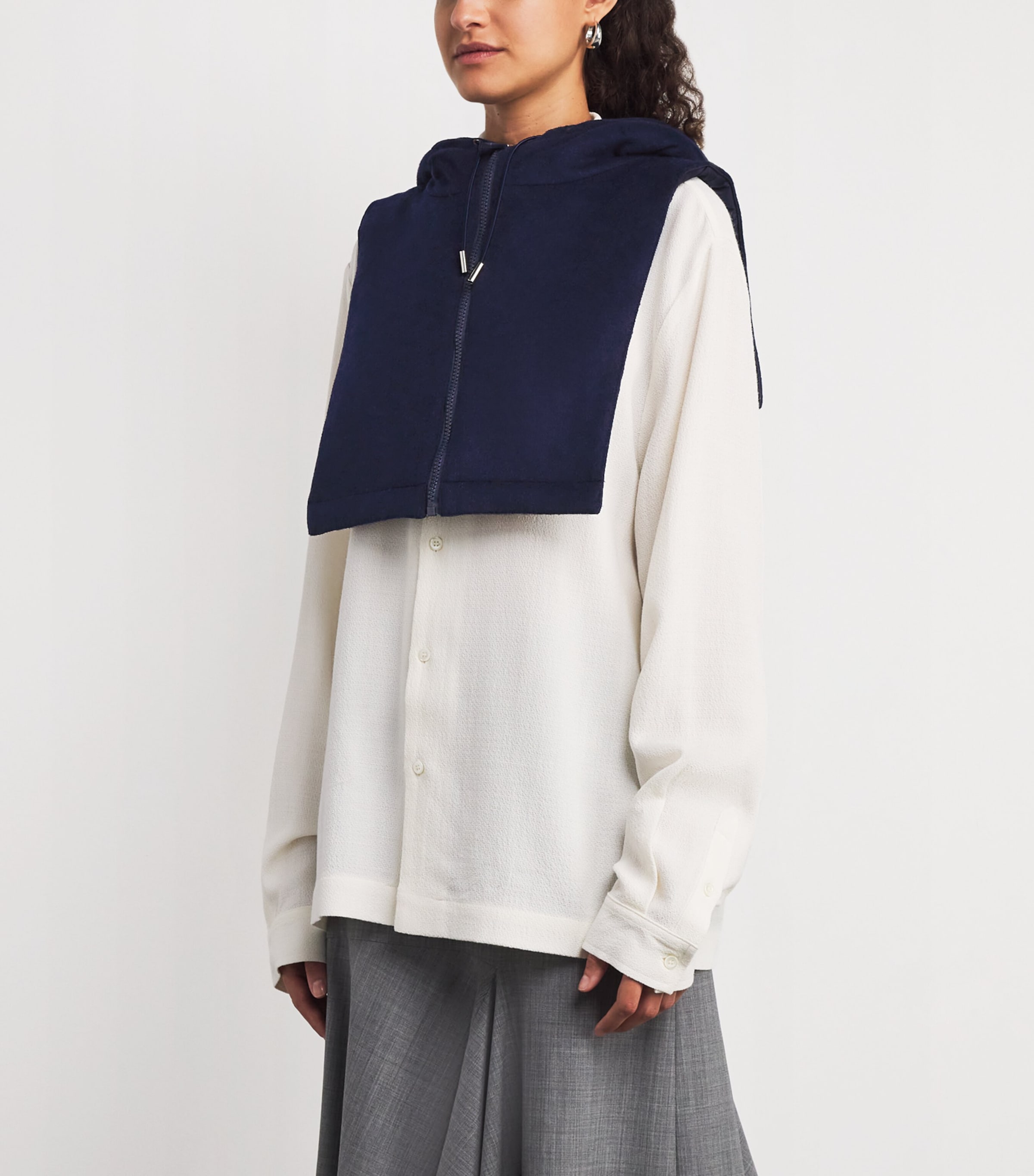 Sleeveless Hooded Jacket NAVY Image 3