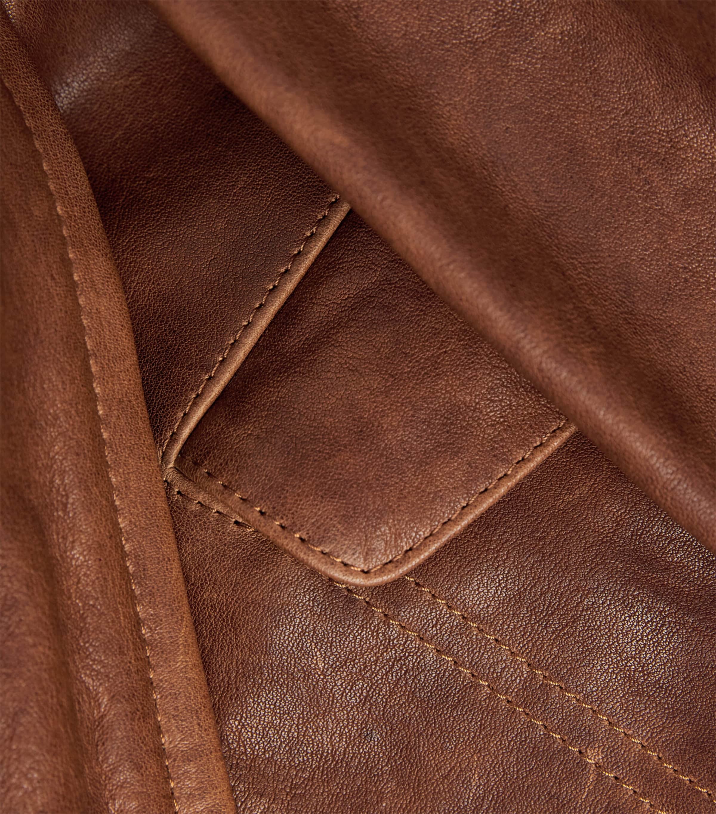 Re-Done Womens Leather Quinn Bomber Jacket Cognac Image 6